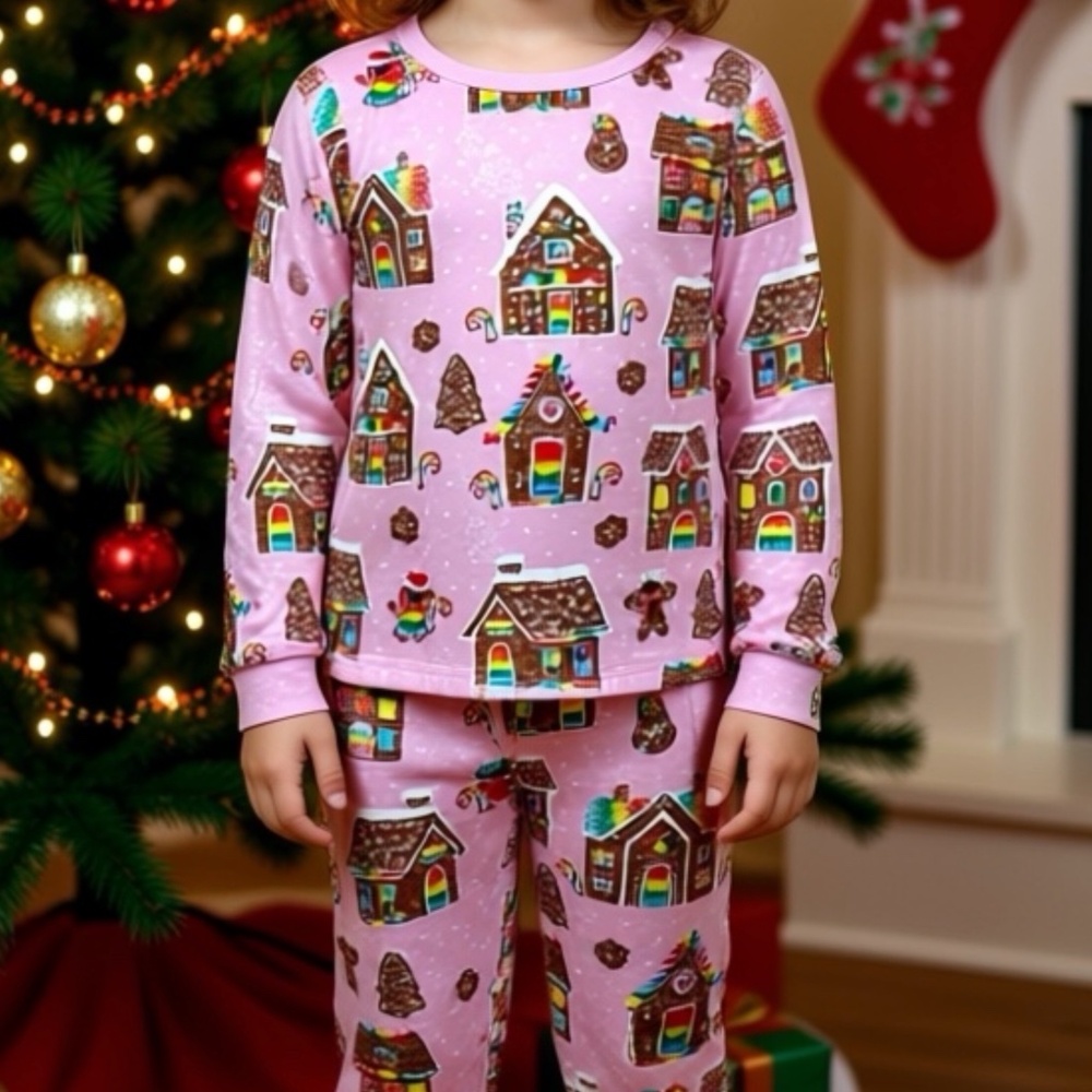 PJ Place Pjamas Toddler Girls Size 3T Pink Gingerbread 2 Piece Set
